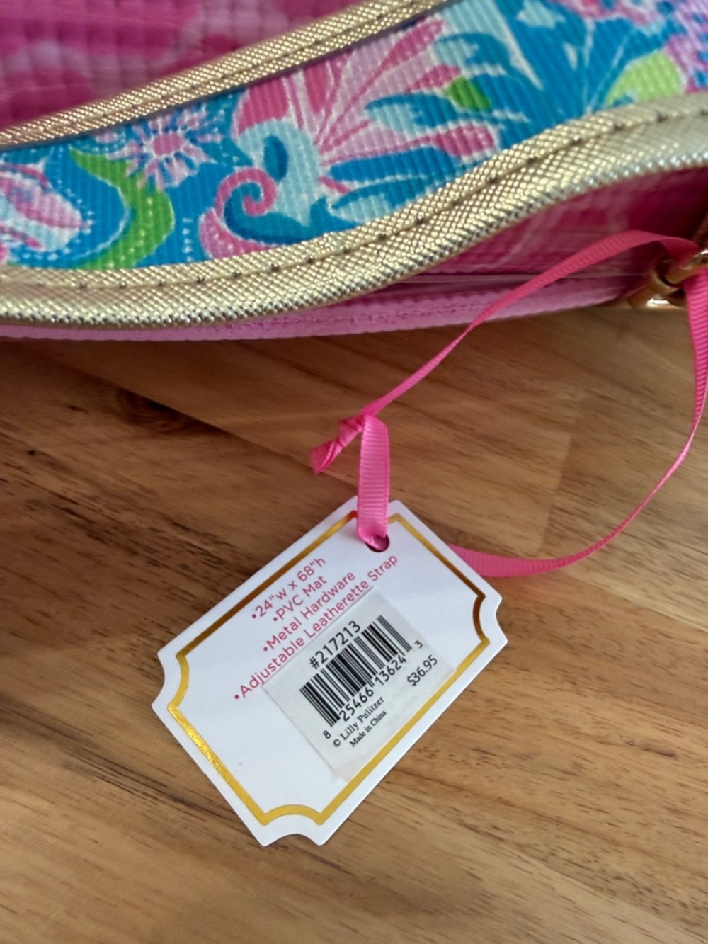 Lilly Pulitzer Pink Floral Trim Yoga Mat Bag - Picture 3 of 4